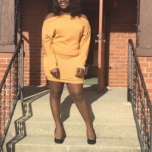 mustard colored fashion nova mini dress